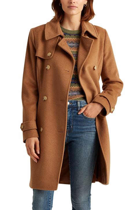 Stretch Wool Blend Trench Coat 